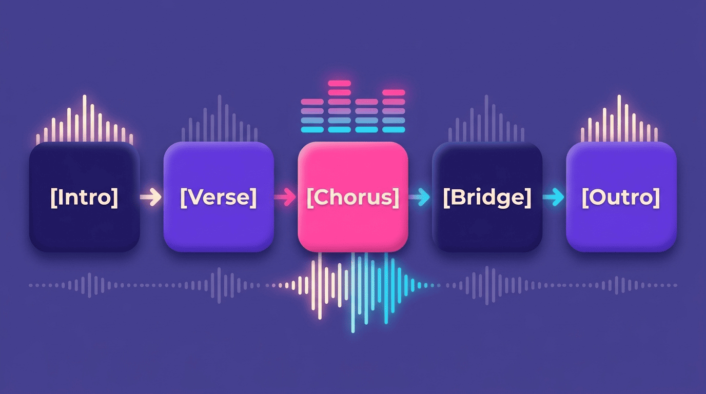 Song structure timeline from intro to outro with the chorus highlighted